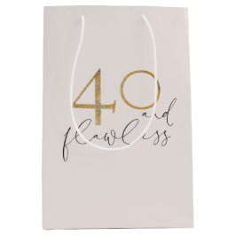40 & Flawless Blush Pink & Gold 40. Geburtstag Mittlere Geschenktüte