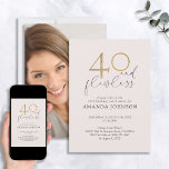 40 & Flawless Blush Pink & Gold Foto Geburtstag Einladung<br><div class="desc">"40 und makellos" - es ist die neue "40 und fabelhaft!" Die 40-jährige Einladung dieser rot-rosa, goldenen, schwarz-weißen Frau ist einfach, frisch und einzigartig. Mit der Zahl "40" in Imitaten Goldfolie "und fehlerlos" und der personalisierten Name und Datumsinformationen sind in einem reichen grau-schwarz. "und fehlerlos" ist in einer schönen, handgeschriebenen...</div>