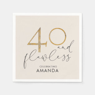 40 & Flawless Blush Pink Gold & Gray Personalisier Serviette