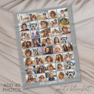 40 Foto-Collage - 4 Reihen 10 Spalten - Weißer Tex Fleecedecke