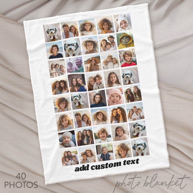 40 Foto-Collage - 8 Reihen 5 Spalten - Skriptname Fleecedecke (Custom Photo Blankets)