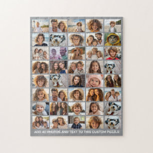 40 Foto-Collage - 8 Reihen 5 Spalten - Weißer Text Puzzle