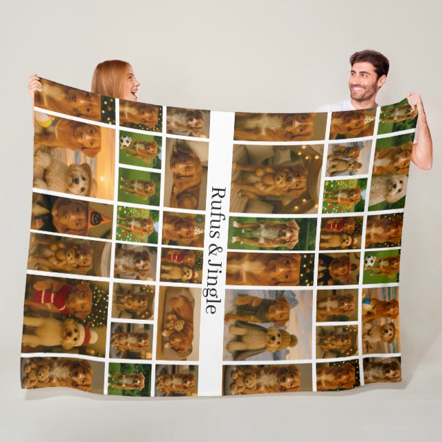 40 Foto-Collage-Vorlage und Text personalisiert Fleecedecke (Beispiel)
