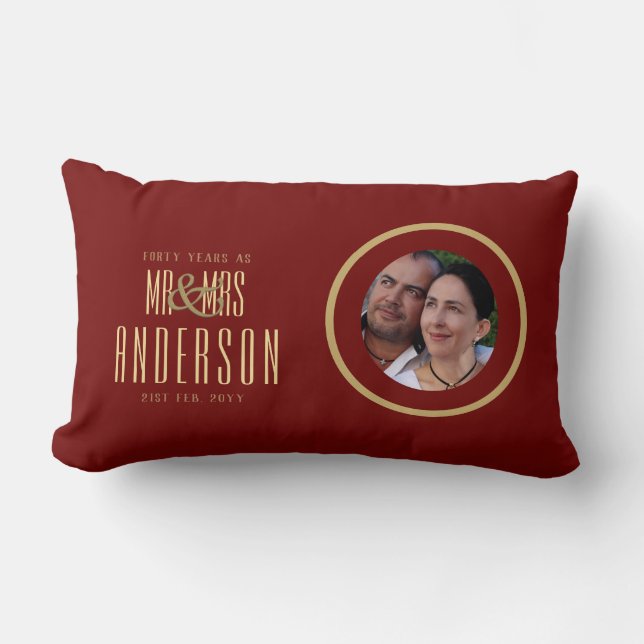 40. FOTO Hochzeit RUBY Jubiläum Modernes Geschenk Lendenkissen (Vorderseite)