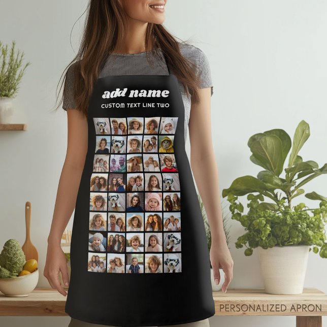 40 FotoCollage - 4 Reihen 10 Spalten - Skriptname Schürze (Personalized Apron)