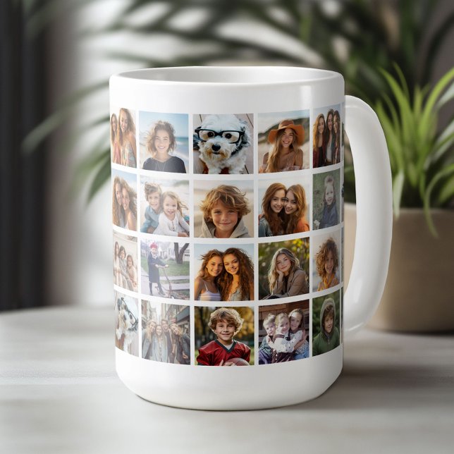 40 FotoCollage - 4 Reihen 10 Spalten - weiß Kaffeetasse (Custom Photo Mug)