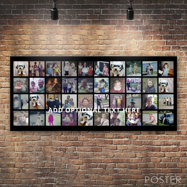 40 FotoCollage - 4 Reihen 10 Spalten - Weißer Text Poster (Custom Photo Collage Poster)