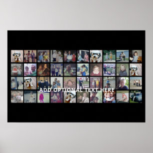 40 FotoCollage - 4 Reihen 10 Spalten - Weißer Text Poster