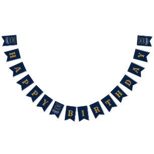 40. Geburtstag 1982 Blue Gold Add Name Retro Wimpelkette