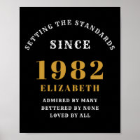 40. Geburtstag 1982 Eleganter Black Gold Chic