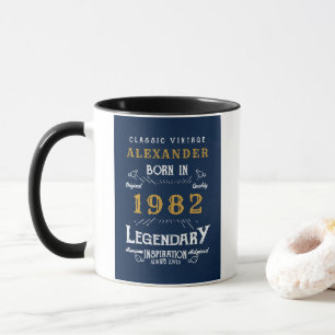 40. Geburtstag 1982 Name Vintag Blue Gold Tasse hi