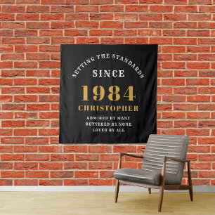 40. Geburtstag 1984 Eleganter Black Gold Chic Wandteppich