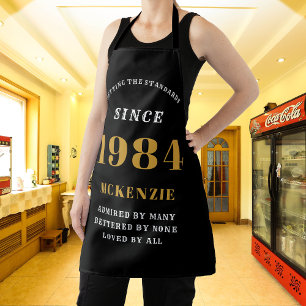 40. Geburtstag 1984 Name Chic Elegant Schwarz Gold Schürze