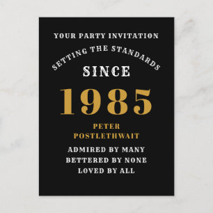 40. Geburtstag 1985 Schwarz Gold Postkarte