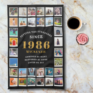 40. Geburtstag 1986 Familien Erinnerungen Foto-Col Geschirrtuch