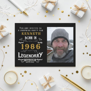 40. Geburtstag 1986 Vintage Schwarz Gold Personali Einladung
