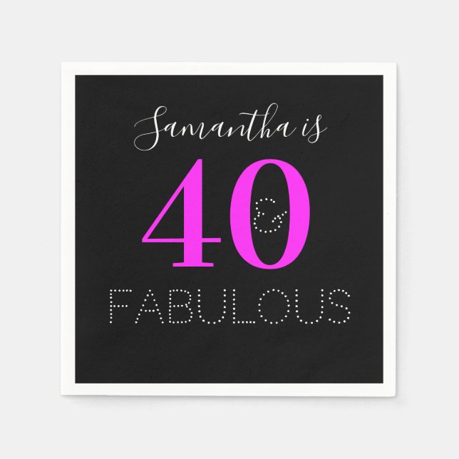 40. Geburtstag 40 Fabelhaftes Personalisiertes Neo Serviette (Vorderseite)