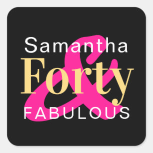 40. Geburtstag 40 Fabulous Personalisiert Quadratischer Aufkleber