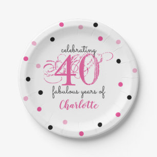 40. Geburtstag 40 fantastische Jahre Rosa Namen ei Pappteller