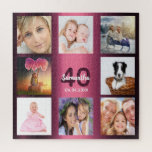 40. Geburtstag 40 Foto Collage Frau lila Puzzle<br><div class="desc">Ein Geschenk für den 40. Geburtstag einer jungen Frau,  die ihr Leben mit einer Collage von 8 deiner Fotos feiert. Vorlagen für einen Namen,  Alter 40 und Datum. Geburtsdatum oder das Datum des Jahrestages. Dunkel lila und weiße Buchstaben. Junge und weibliche lila Farbverlaufsfarbe.</div>