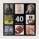 40. Geburtstag 40 Foto Collage Typ Mann schwarz Puzzle<br><div class="desc">Ein Geschenk für den 40. Geburtstag eines Mannes,  der sein Leben mit einer Collage von 8 deiner Fotos feiert. Vorlagen für 40 Jahre und ein Datum. Geburtsdatum oder das Datum des Jahrestages. Weiße Buchstaben. Schwarzer Hintergrund.</div>