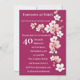 40. Geburtstag, 40. Geburtstag Einladungen für sie