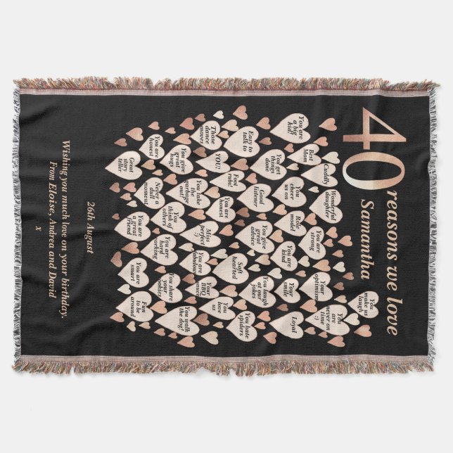 40. Geburtstag 40 Gründe für unsere Liebe Decke (Vorderseite)