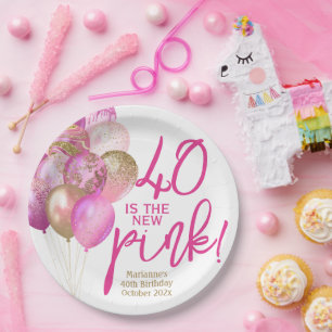 40. Geburtstag 40 ist das neue rosa Party Pappteller