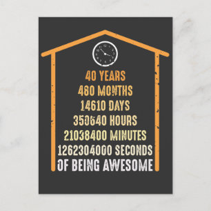 40. Geburtstag 40 Jahre alt 480 Monate Postkarte