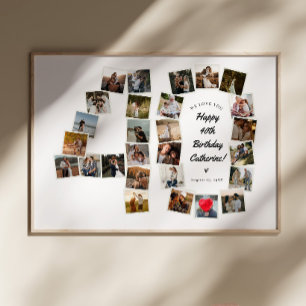 40. Geburtstag 40 Jahre Fotocollage Poster