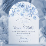 40. Geburtstag Abendessen Party Blue Floral Arch Einladung<br><div class="desc">Elegante staubblaue Rose floral 40. Geburtstag Abendessen Party Bogen Form Einladung.</div>