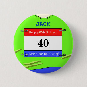 40. Geburtstag Abzeichen für einen Runner (Grünes Button