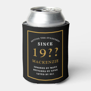 40. Geburtstag Add Name Jahr Elegant Black Gold Dosenkühler
