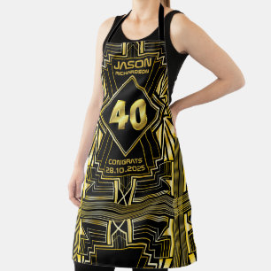 40. Geburtstag Art Deco Gold Black Great Gatsby Schürze