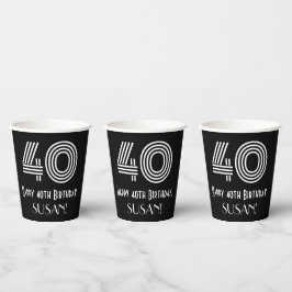 40. Geburtstag — Art Deco Inspiriert Aussehen "40" Pappbecher