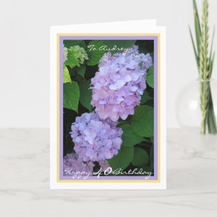 40. Geburtstag Audrey Hydrangeas Eleganter Goldrah Karte