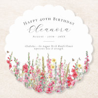 40. Geburtstag August Birth Blume Custom