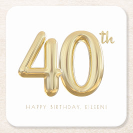 40. Geburtstag Ballon Party Rechteckiger Pappuntersetzer