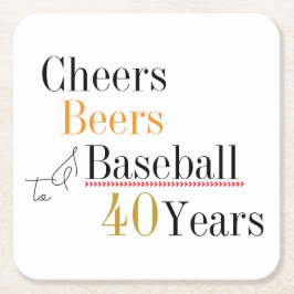 40. Geburtstag Baseball Cheers and Biere Party Rechteckiger Pappuntersetzer