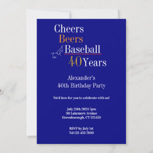 40. Geburtstag Baseball Cheers Beers Modern Party Einladung