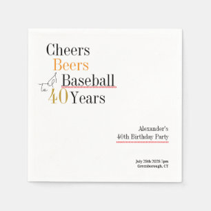 40. Geburtstag Baseball Cheers Biere Minimales Par Serviette