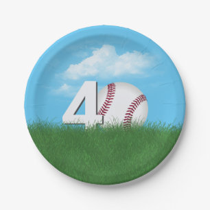 40. Geburtstag Baseball im Grünen Gras Pappteller
