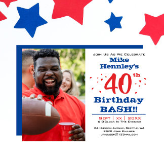 40. Geburtstag Bash Party - Foto Einladung