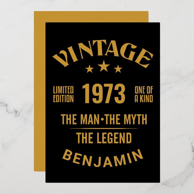 40. Geburtstag, bearbeitbares Jahr, für ihn Folieneinladung (Vorderseite/Rückseite)