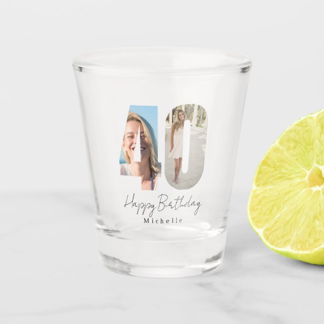 40. Geburtstag Benutzerfoto  Schnapsglas (Vorderseite)