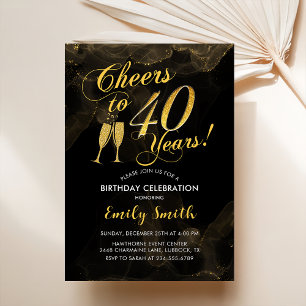40. Geburtstag - Bis zu 40 Jahre Gold Black Einladung
