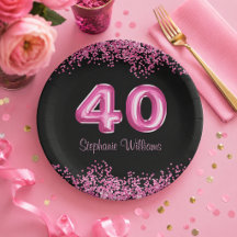 40. Geburtstag Black Pink Balloons Imitate Glitzer