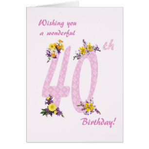 40. Geburtstag Blume Dekorierte Zahlen