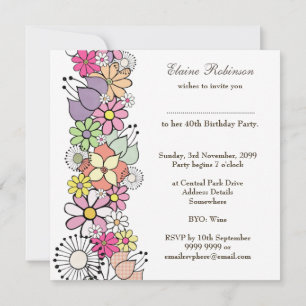 40. Geburtstag Blumennummer 40 Custom Invitation Einladung