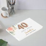 40. Geburtstag Blumenzwiebeln Rose Eukalyptus Gästebuch<br><div class="desc">Für ein elegantes und feminines 40. Geburtstagsfest.. Party. Ein schick weißer Hintergrund. Dekoriert mit einer Rose Gold und rot rosa Rose Blume, florale, grüne Eukalyptus Blätter, Sprigs, Grün und Imitat Goldsprigs. Personalisieren und Namen und Titel. Schwarze und goldene Buchstaben. Der Name ist mit einem modernen handgeschriebenen Stilskript geschrieben. Nummer 40...</div>